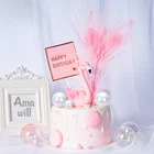 Сказочный лазерный шар Amawill, Розовый фламинго, топпер для торта С Днем Рождения, перо павлина, Рождество, свадьба, десертный Декор