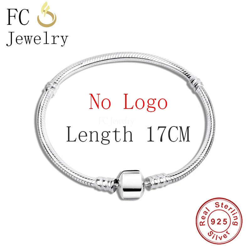 FC Jewelry 925 Sterling Silver Sample Snake Chain Bracelet &amp Bangle Fit Charms Bead Pendant For Women No Brand Logo Berloque New |