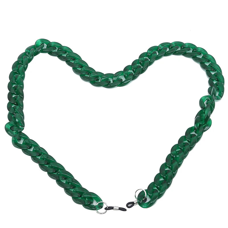 Dark green jade Модная акриловая цепочка для очков ярких цветов для чтения для женщин шнуры бисерные шнурок для очков удерживающие ремни цепочка для солнцезащитных очков - Цвет: Dark green jade