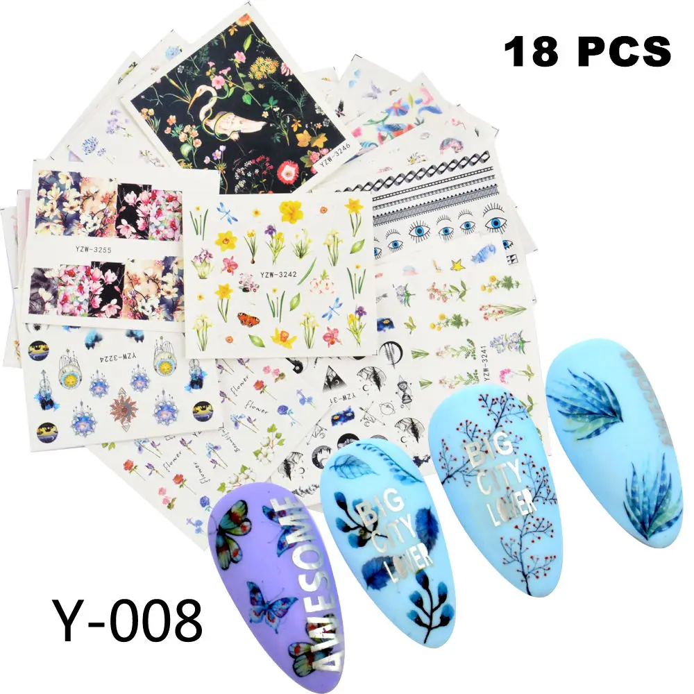 1 Набор стикеров WUF для ногтей Водные Наклейки фламинго слайдер красоты цветной