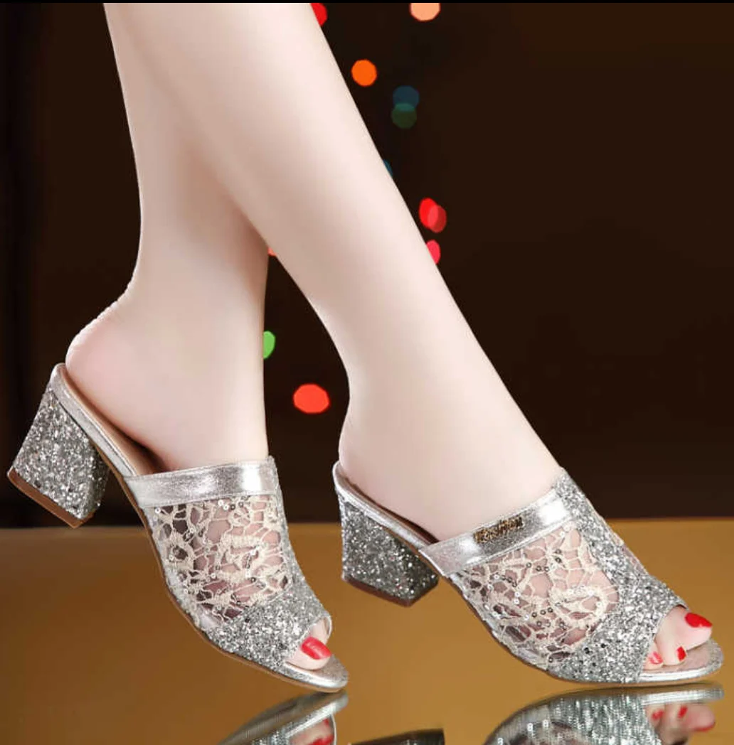 Женские сандалии с блестками пляжные шлепанцы в богемном стиле повседневные