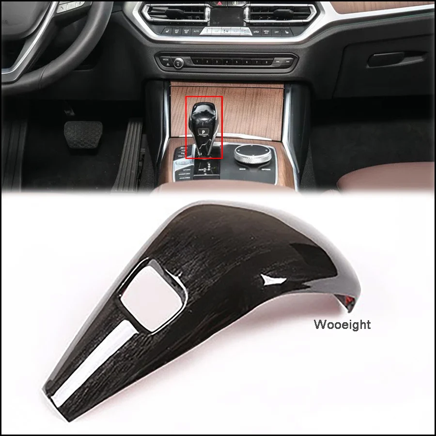 

Wooeight ABS черная деревянная центральная консоль рукоятка для рычага переключения передач Накладка подходит для BMW 3 серии 2020 украшение интерь...