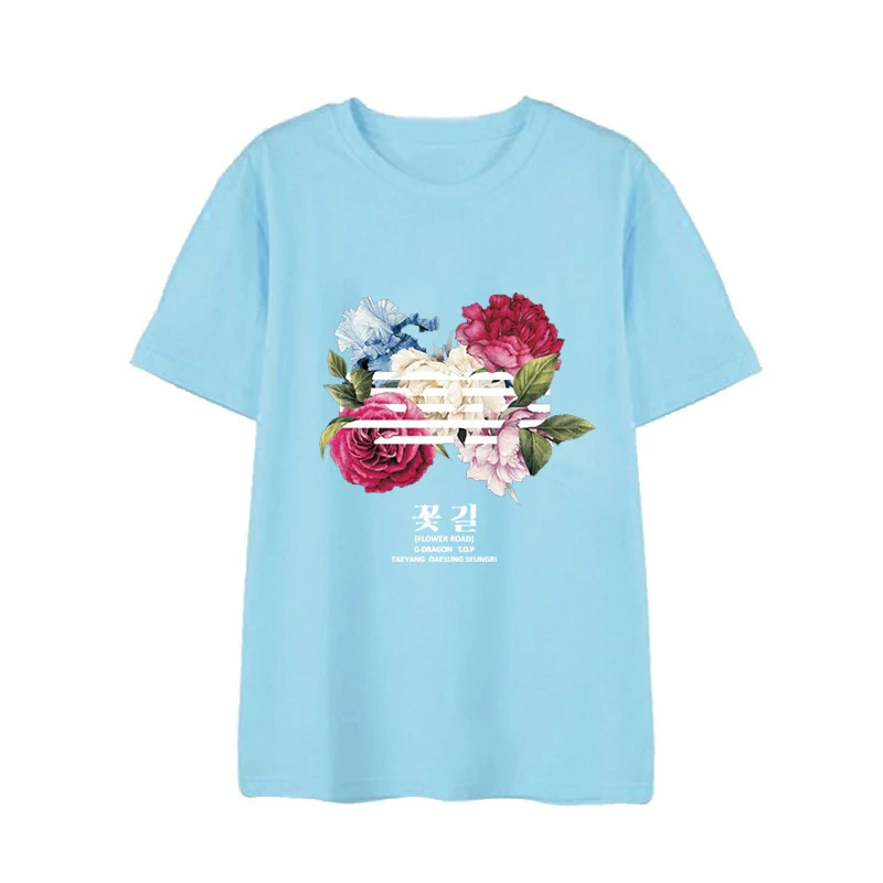 Kpop BIGBANG FLOWER ROAD GD Топ альбом рубашки уличная свободная одежда футболка Топы с
