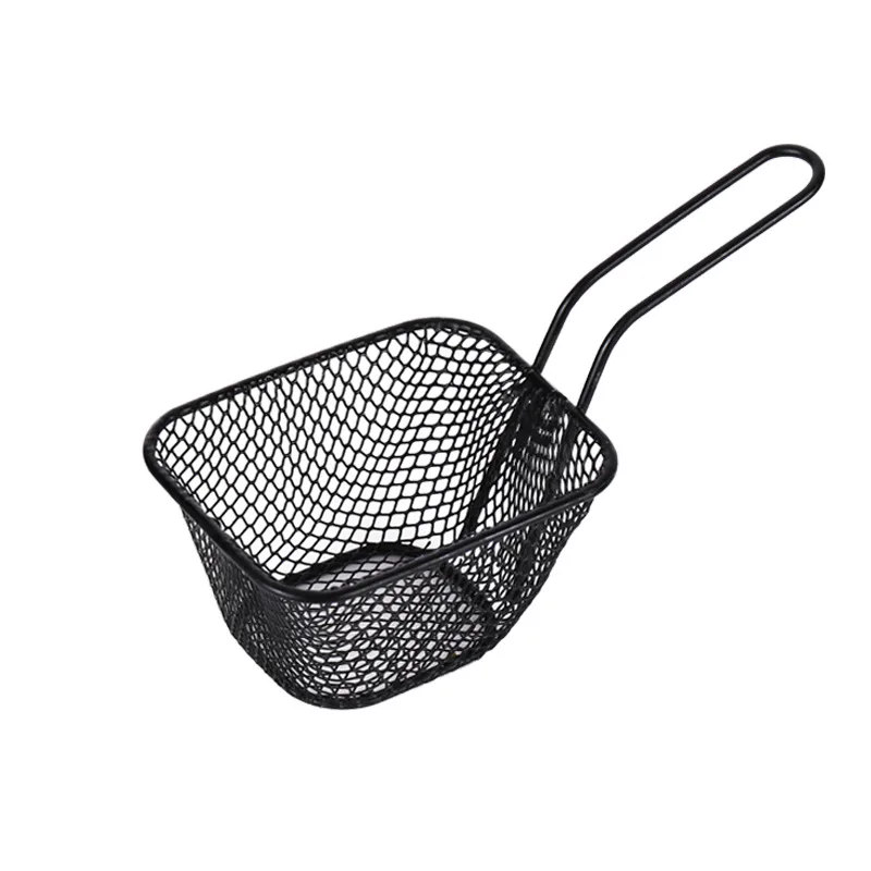 

5PCS Stainless Steel French Fries Mini Basket 9*11*6.2cm Square French Fry Holder Multicolor for Chips Fried Food SP99