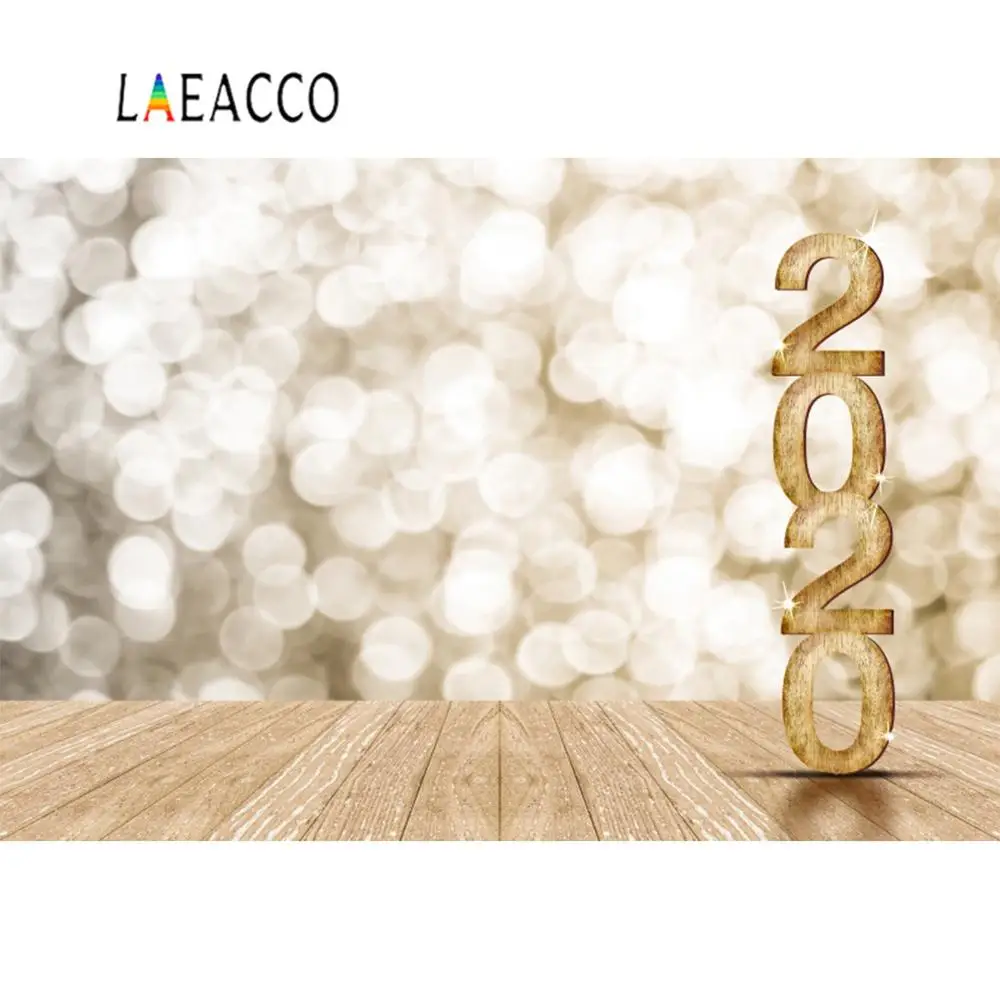 Laeacco Happy new year задний фон Блестящий Узор в горошек Деревянный Пол Детские Портретные Фото фоны фотосессия Фотостудия