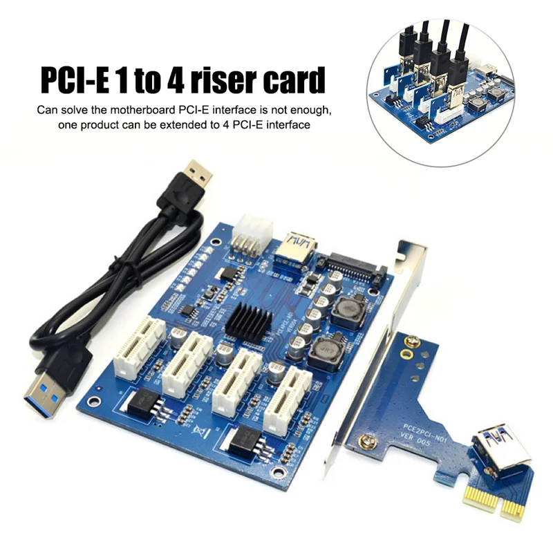 

Комплект расширения PCI-E X1-4PCI-E X16, с 1 до 4 портами, усилитель PCI Express, концентратор, 6 контактов, Sata, USB-карта Riser для майнинга BTC