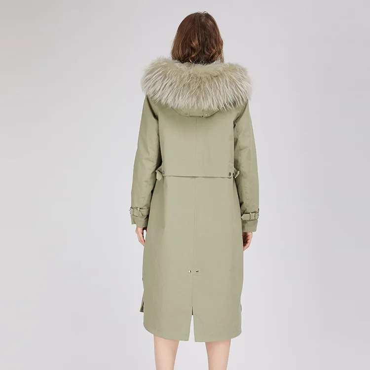 2019 New Arrival 1 Color Raccoon Fur Collar Rex Rabbit Liner Parka Overcoat High Quality Lady's Coat | Женская одежда