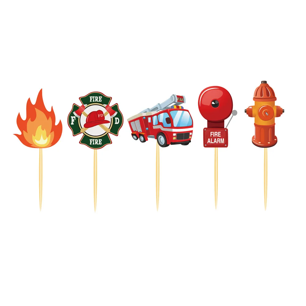 20 комплектов Топпер для торта пожарного детского дня рождения крутая тема