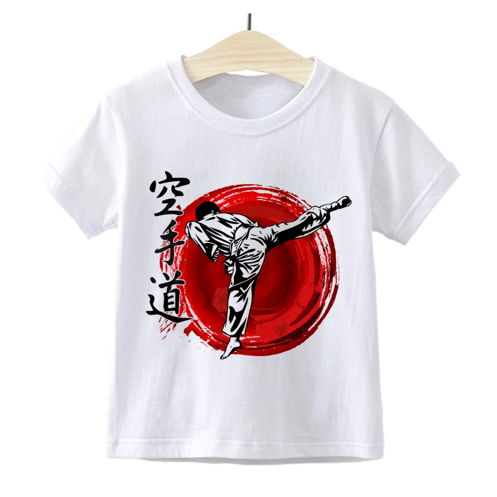 Новинка Детская футболка для мальчиков дизайн Karate Taekwondo детские топы летняя