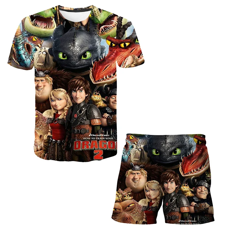 Children Clothing 3D How to Train-Your Dragon T-Shirt Suit Breathable Boy And Girl Baby Kid Clothes Short Sleeved Shorts Cartoon
