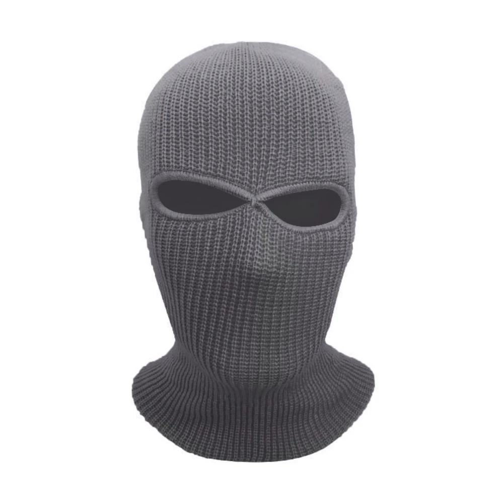 

2 Hole Balaclava Men Winter Full Face Cover Mask Hat Warm Beanie Hat Scarf Neck Gaiter Windproof Face Masks Solid Color