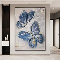 pure hand painted gold foil butterfly oil painting modern home living room decoration canvas wall picture gold art new design