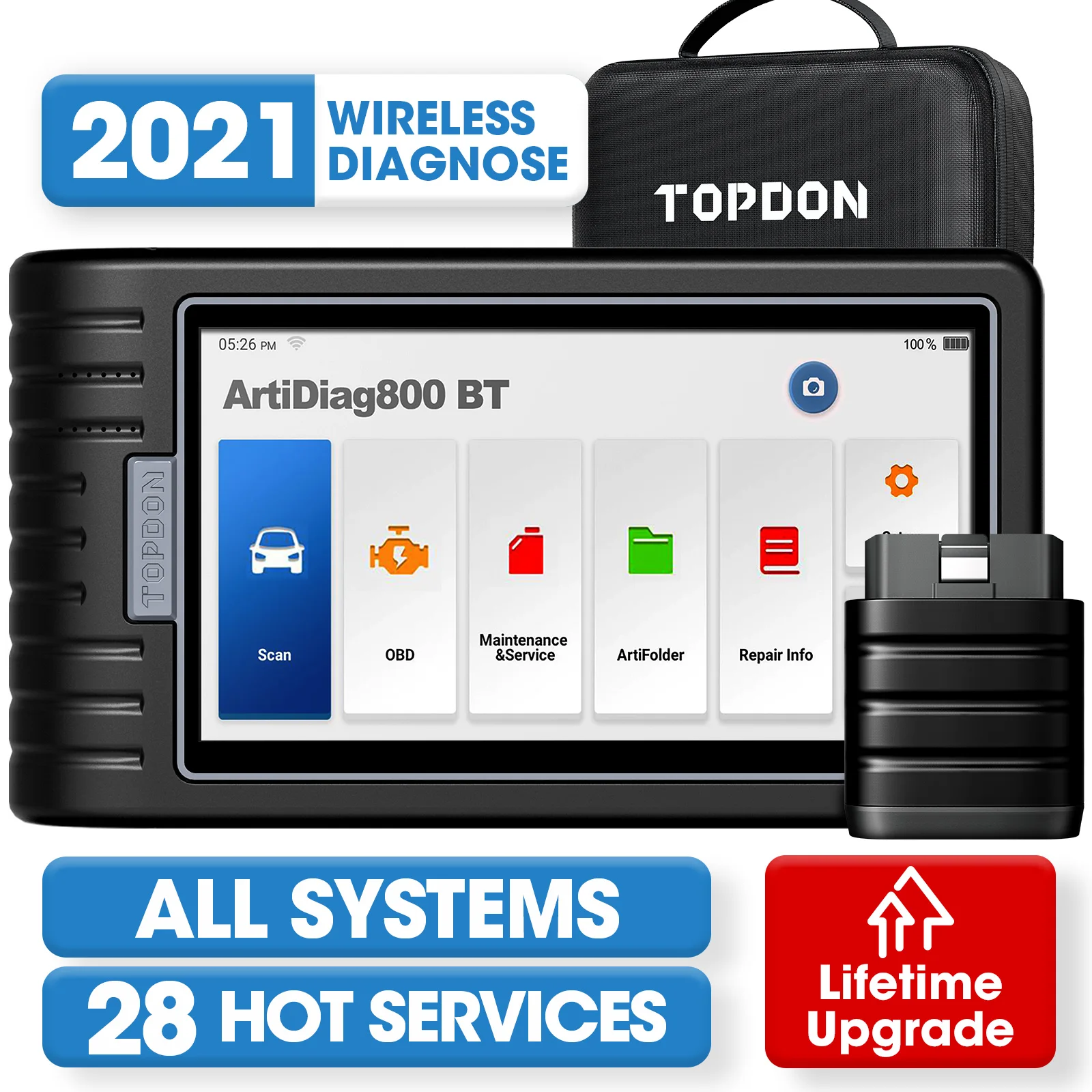【$270 - $23 Code ：ZIMASALE1700 】Автомобильный диагностический инструмент Topdon ArtiDiag800 BT OBD II с