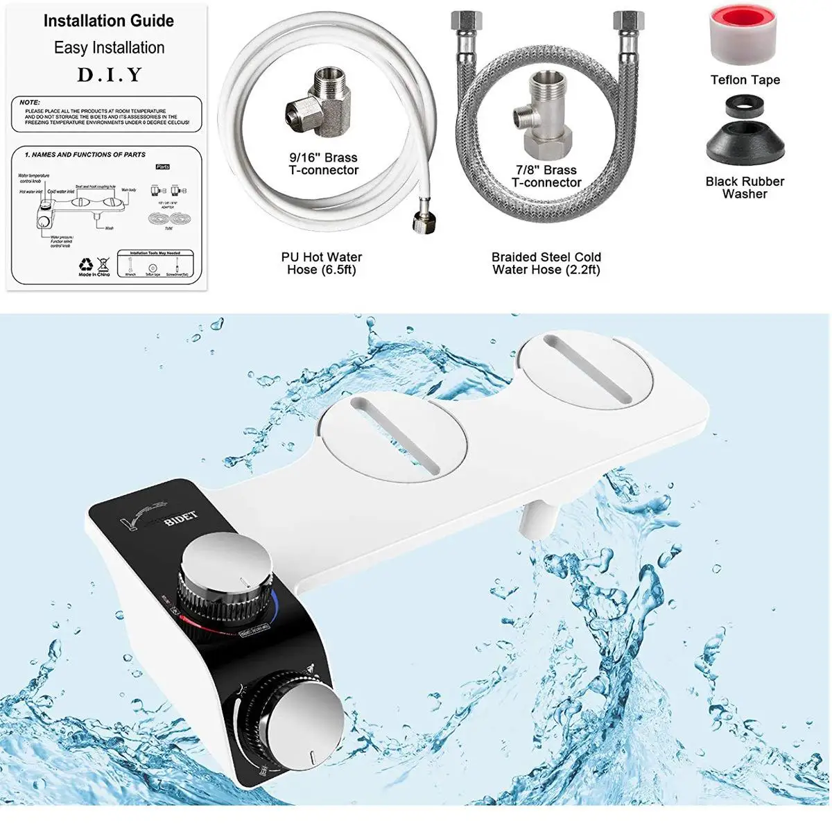 

Personal Hygiene Feminine Bidet Attachment Non Electric Toilet Seat Bidet Self Cleaning Hot and Cold Water Mixed Bidet Sprayer