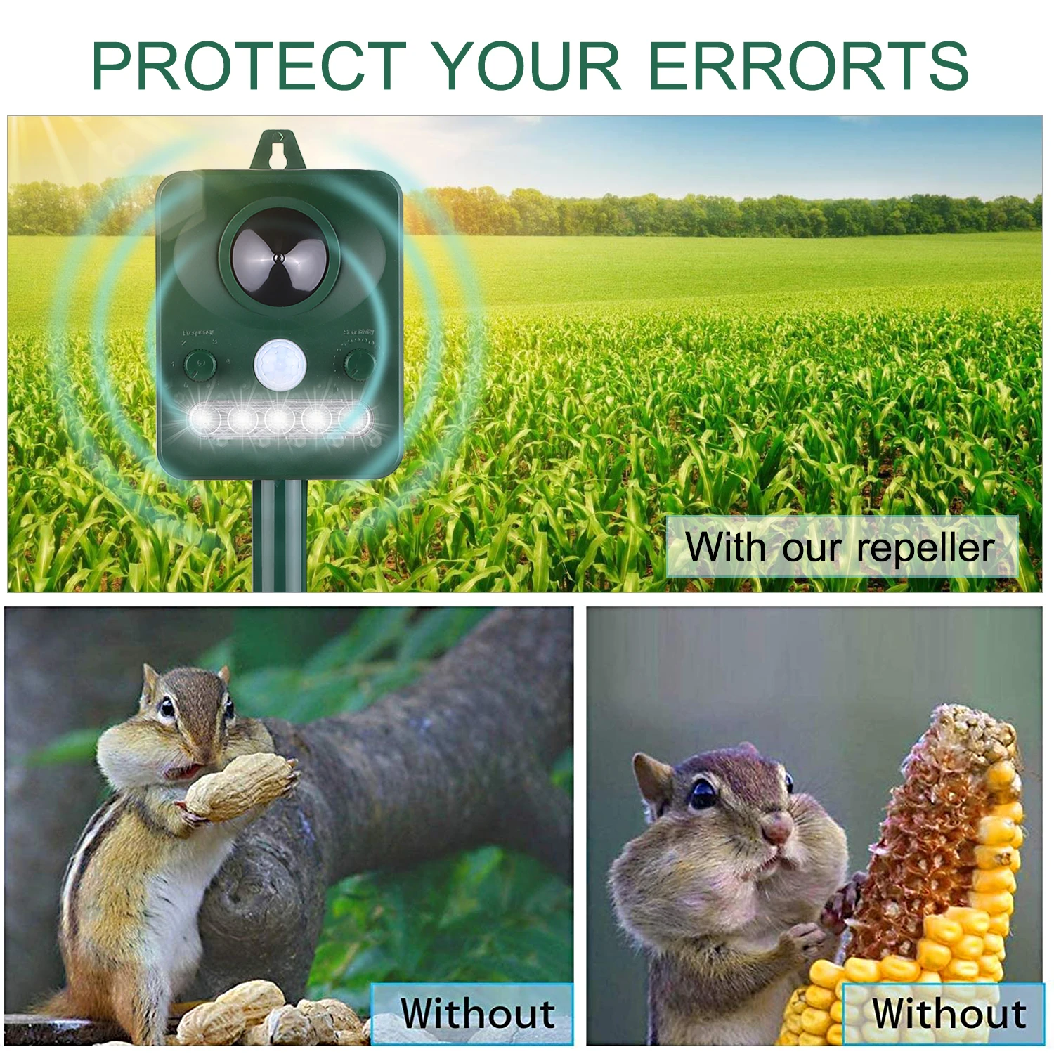 Cat Dog Ultrasonic Repellent Outdoor Solar Powered And Waterproof Animal Repeller Deterrent Scarer Pest Control Eco-Friendly | Дом и сад