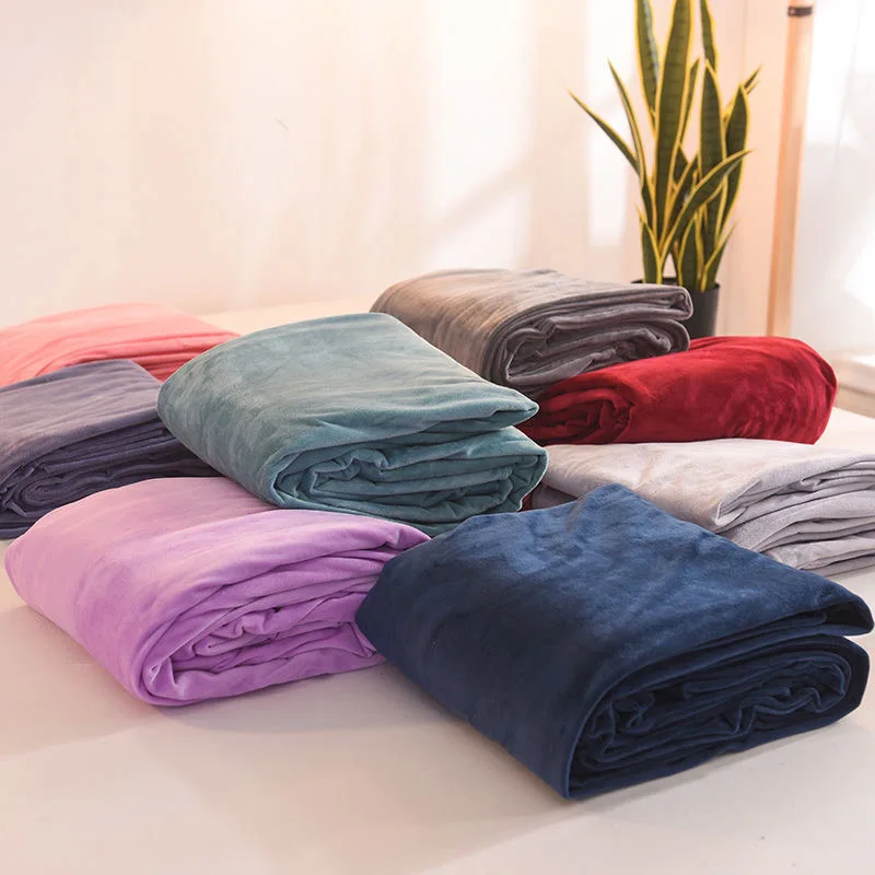 

JUSTCHIC Winter Bed Sheet Warm Crystal Velvet Grey Coffee Blue Pink Solid Color Bed Cover Flat Sheet Super Soft Plush Throw