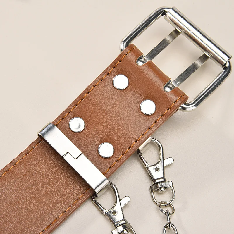 Ремень с металлической пряжкой Женский Модный Регулируемый черный кожаный пояс