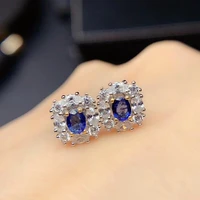 fine jewelry natural sapphire 925 sterling silver women earrings new ear studs support test exquisite