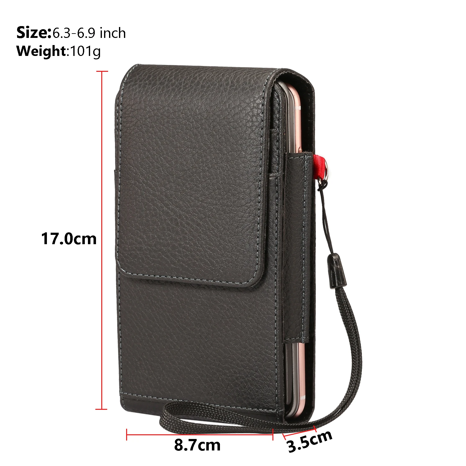 

2 Layers Men's Phone Bag Waist Mobile Pouch Hanging on Belt Lanyard Card Pocket 5.5" 6.3" 6.5" 6.7" Universal Holster