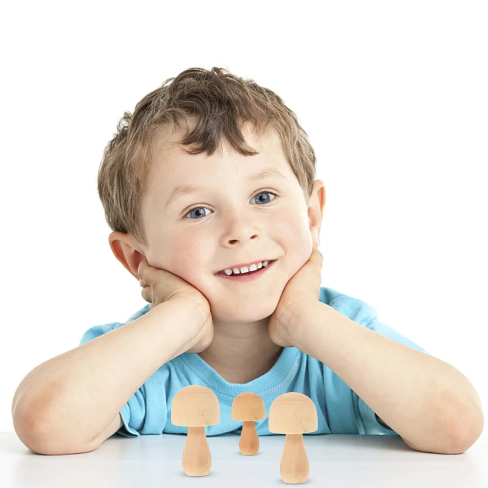 

10 Pcs Wooden Mushroom Pegs Unfinished Mushroom Children Graffiti Toys