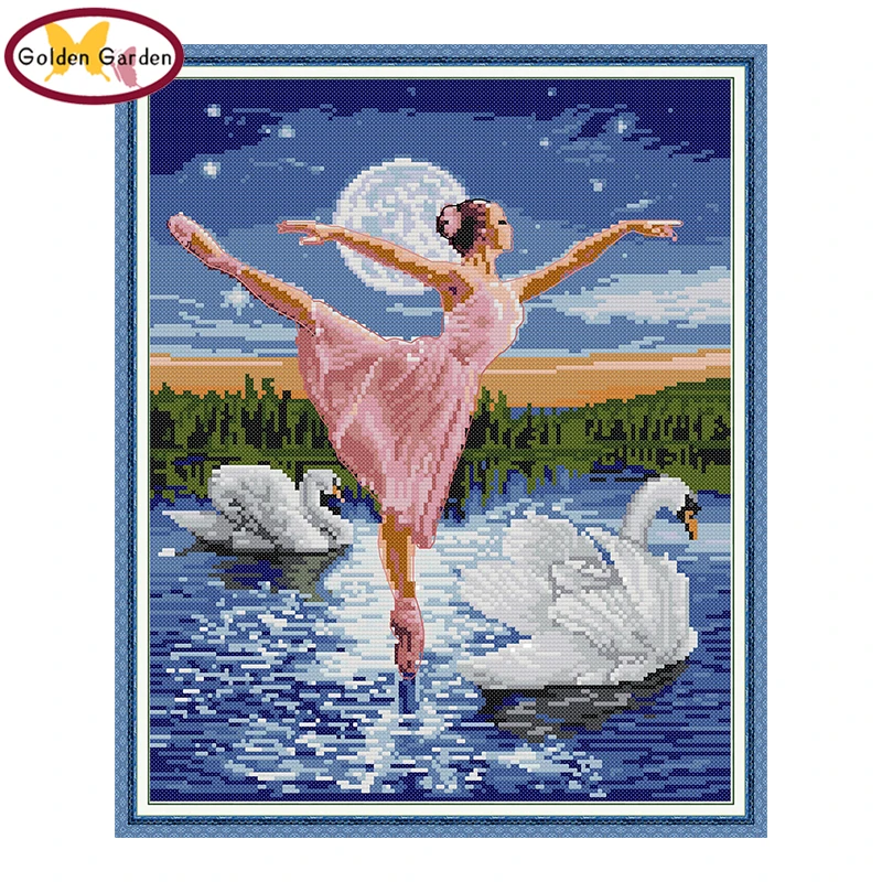 

GG Ballet Painting Cross Stitch Embroidery Needlework Set Joy Sunday 14CT11CT Handicraft Counted Cross Stitch for Home Decor