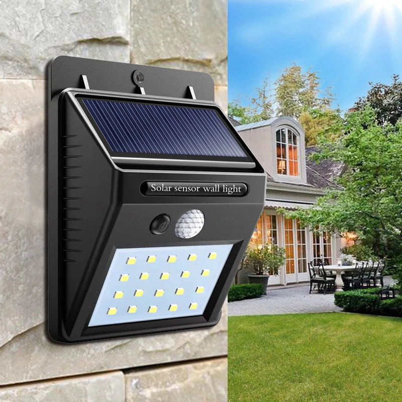 

4W 20 Chips Solar lamp wall IP65 Led Light Sensor automatically Camp Night Garden road light waterproof outdoor Bulb Motion Lamp