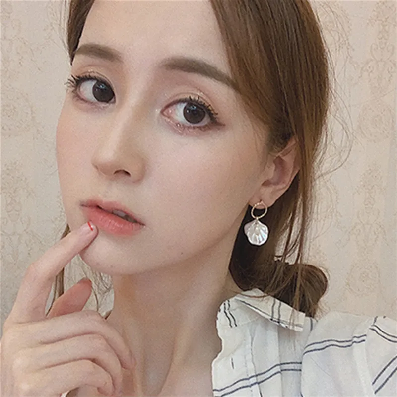 Модные металлические круглые лепестки жемчужные серьги длинные милые