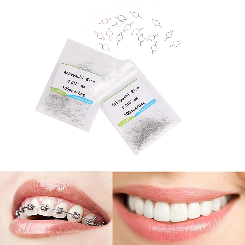 

100 шт. Стоматологическая Ортодонтическая Проволока Kobayashi Arcwhire Ортодонтическая металлическая лигатурная стяжка ортодонтическая проволока