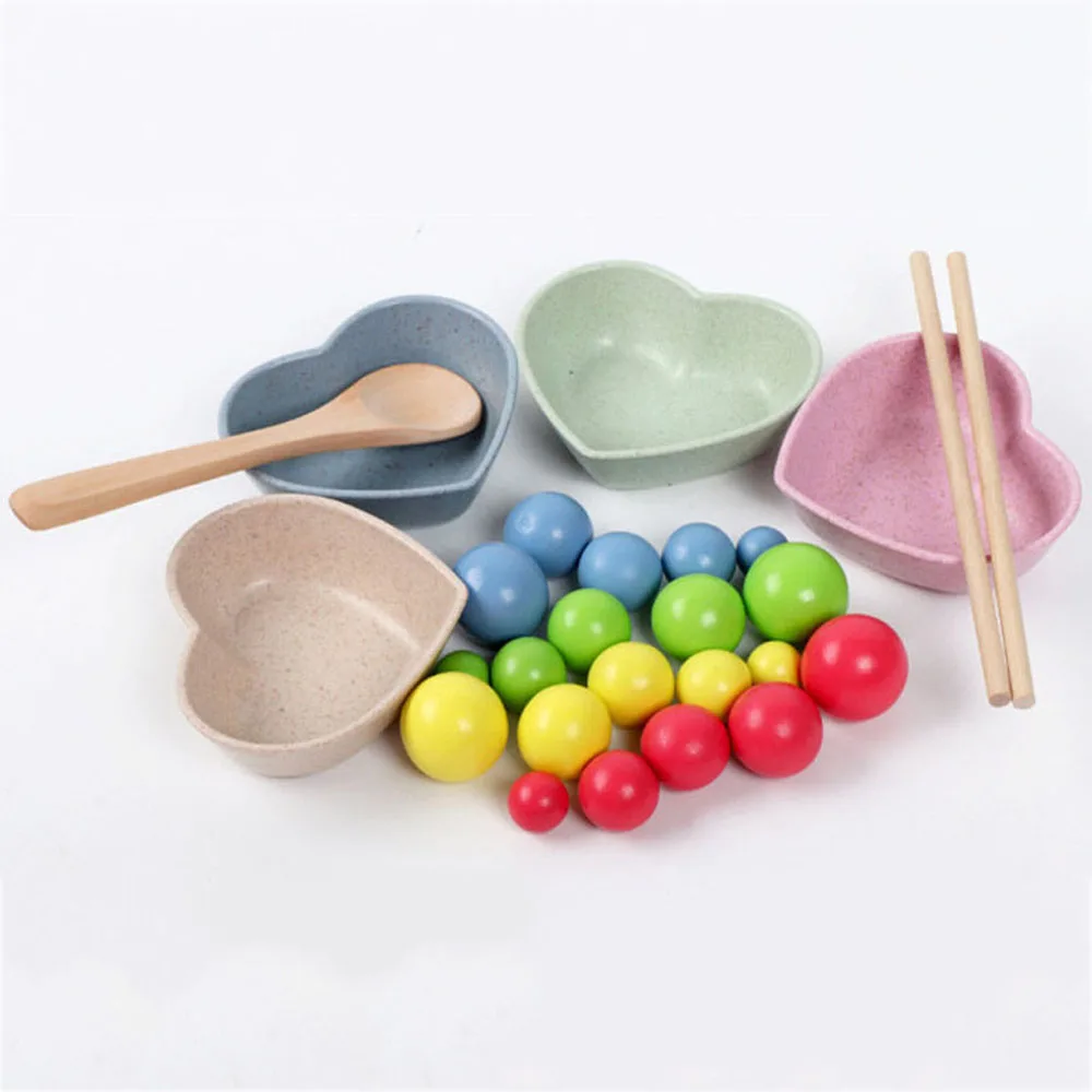 Math Toys Colorful Count Early Learning Teaching Chopsticks Balls Educational Toy Clip Wooden Kid Children Creative Gift | Игрушки и