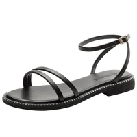 sandals womens 2021 new cross strap fairy womens shoes summer students versatile low heel one belt roman shoes