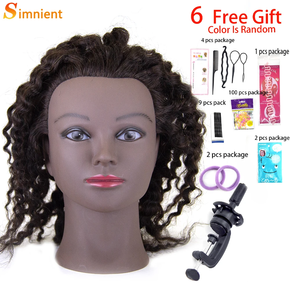 

Afro Mannequin Heads For Wigs With Real 100%Human Hair of Braiding Training Hairart Barber Hairdressing Human Hair Training Head