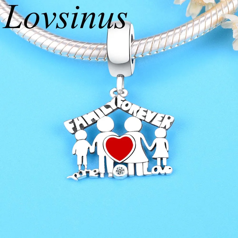 Новые подходит к оригиналу Pandora, очаровательный Браслеты 925 пробы серебро Family Forever родителей и ребенка свисающие сережки, ожерелье сделай сам