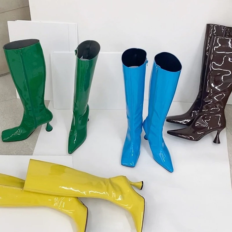 Женские ботинки на высоком тонком каблуке с квадратным носком | Обувь