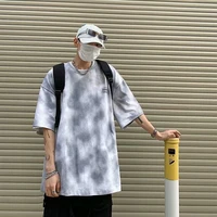 japanese tie dye t shirts men oversized t shirt 2021 summer fashion patchwork printed high street bf style loose short sleeves