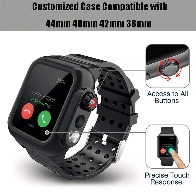 Водонепроницаемый чехол для Apple Watch прочный Чехол с силиконовым ремешком часов 5 4