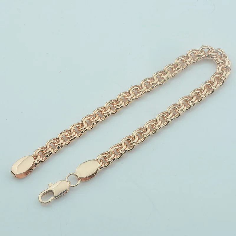 1 шт. 6 мм Модные мужские и женские двойные браслеты из розового золота 585 пробы с