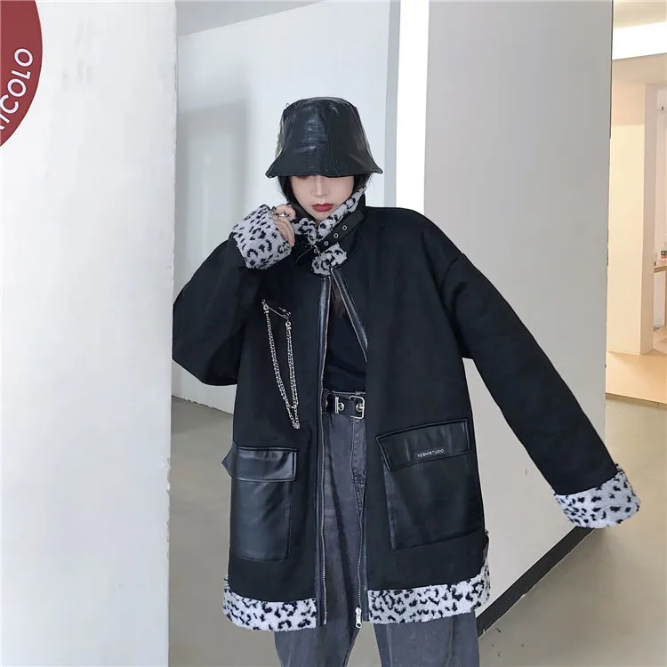 

Jane Deiune 2020 New Winter Women Harajuku Korean Coat Reversible Lamb Wool Loose Casual Jacket Oversized Outwear