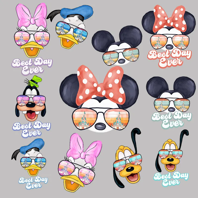 Disney BEST DAY EVER Микки Минни Дональд утка одежда нашивки тепла винил глажка наклейки