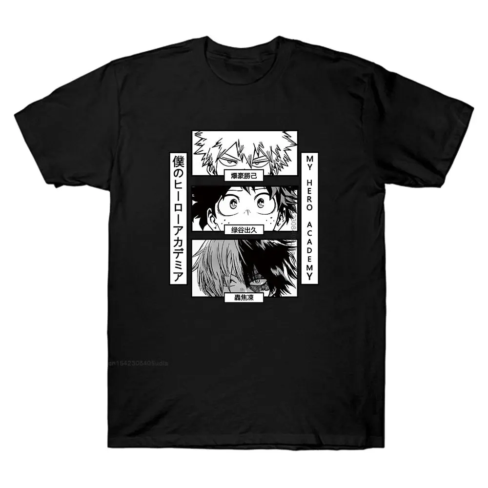 

Harajuku T Shirt My Hero Academia Bakugou Deku Shoto Todoroki Graphic Anime Tops Tees Camisas Hombre Tshirts