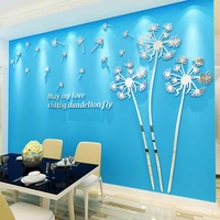mirror dandelion 3d large wall sticker bedroom living room tv background decal art floral mural home decoration flower acrylic