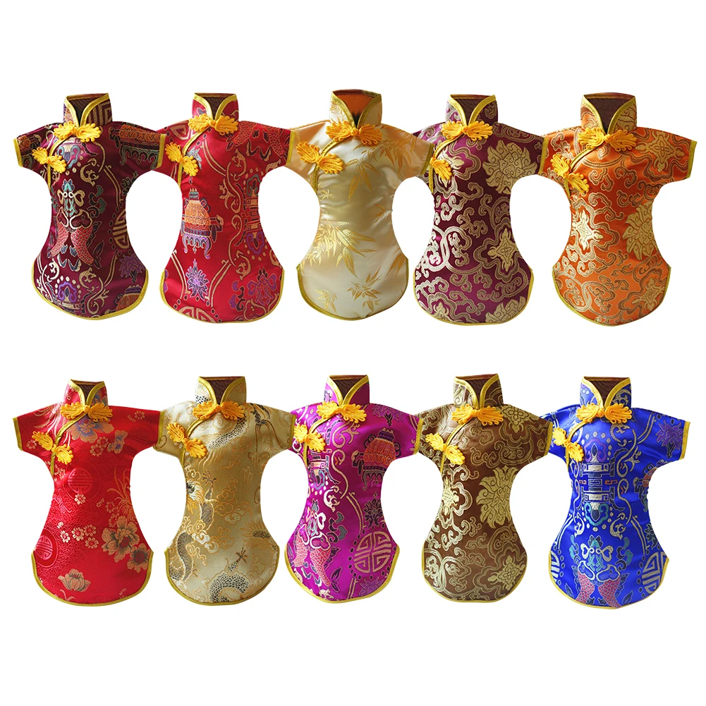 

10pcs Embroidery Wine Bottle Cover Home Anti Dust Decorative Chinese Style Gifts Classical Tang Dress Durable Non Slip Dinner