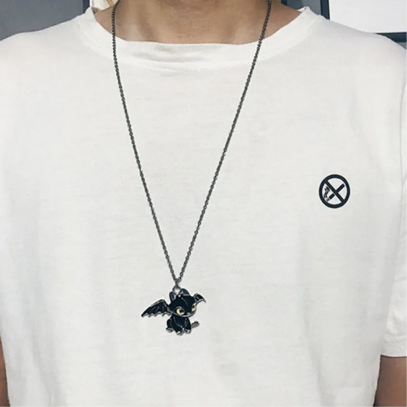 Мультфильм Парные кулоны из нержавеющей стали Пара Ожерелье Милые черный белый