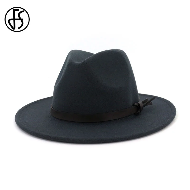 Женская фетровая шляпа FS однотонная с широкими полями на осень/зиму 2019|Мужские