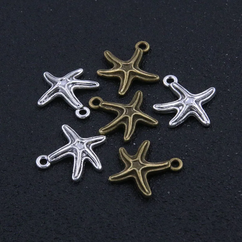 

30PCS 17X17mm New 2 Color Starfish Star Charms Marine Life Metal Alloy Pendants For Jewelry DIY Making Handmade Accessories