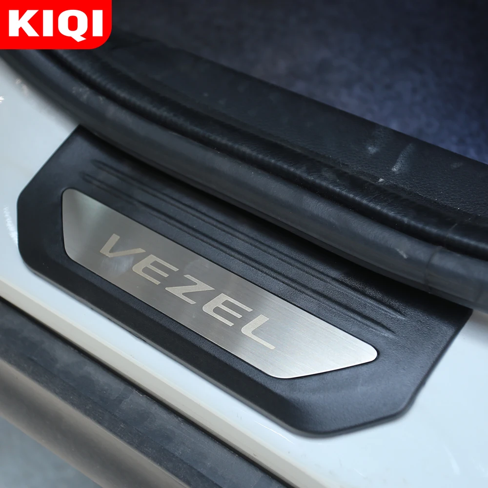 KIQI Car Accessories for Honda HRV Vezel HR-V 2014 - 2021 4Pcs/Set Car Door Threshold Sill Sticker Scuff Plate Decals
