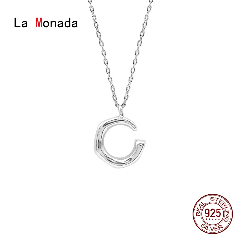 

Женское Ожерелье La Monada из серебра 925 пробы, цепочки на шею, круглый кулон с буквой C, изящное ювелирное изделие для женщин, серебряное ожерель...
