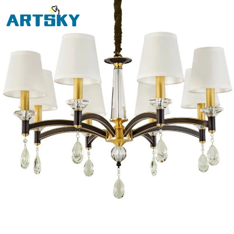 Простая бронзовая люстра в американском стиле для гостиной и уютные лампы