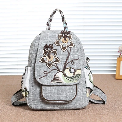 

Fashion National string appliques women shopping backpacks!Nice prints lady zipper&hasp backrack Hot Original canvas backruck