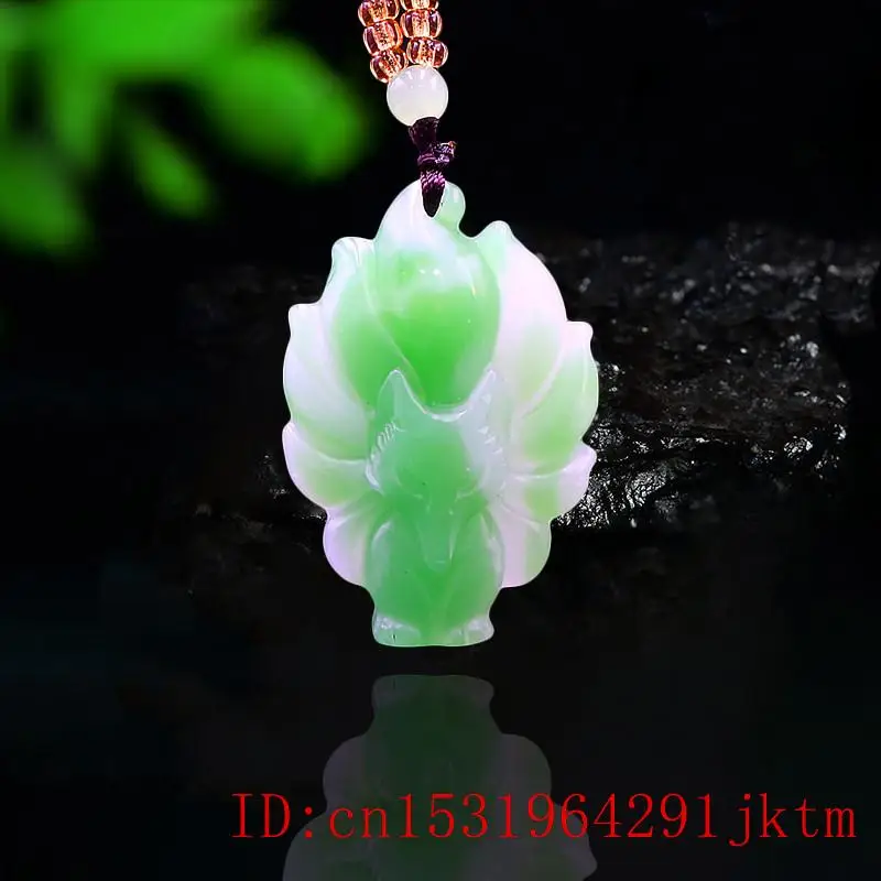 

Зеленый нефрит лиса кулон резное ожерелье амулет ювелирные изделия для китайских женщин Подарки очарование натуральный модный жадеит