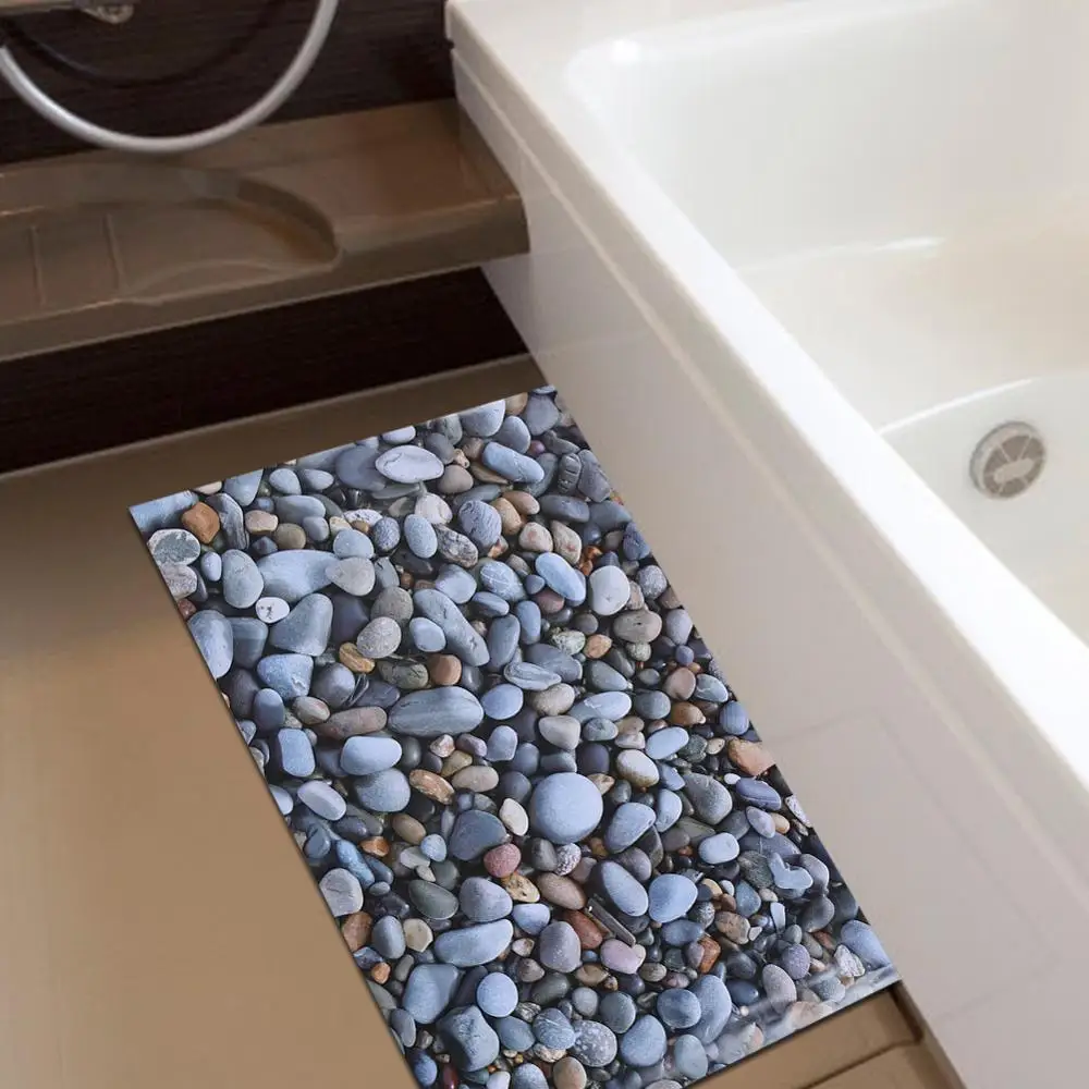 3D Наклейка на стену для ванной комнаты пола пляжа каменная Настенная детской